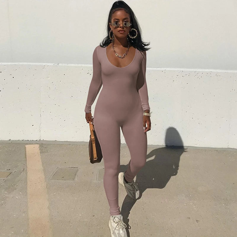 Dulzura Women’s Slim Fit Knit Jumpsuit – High Street Style, Ankle-Length Solid Pencil Pants, Autumn/Winter Collection