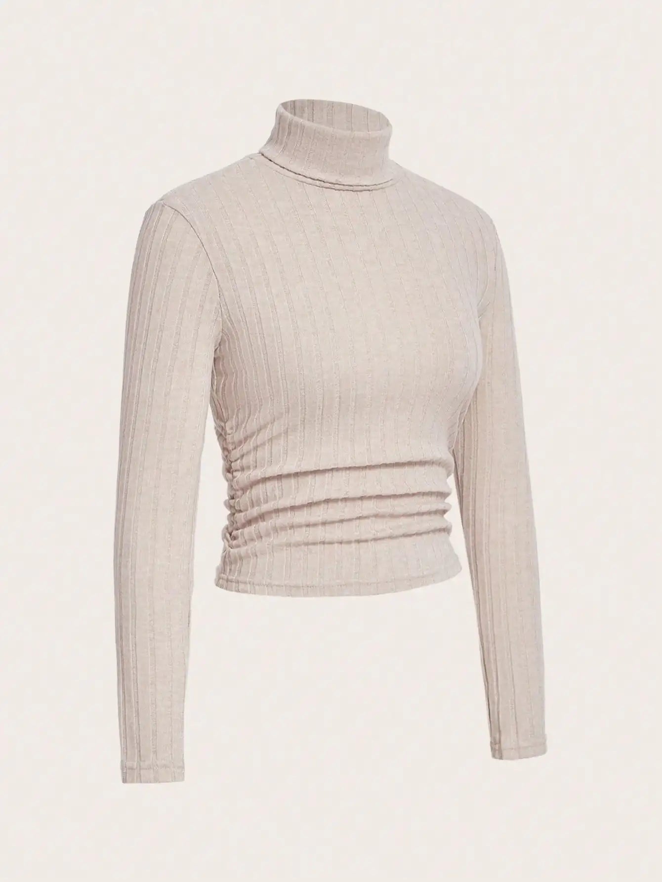 Winter Sexy Texture Pit Stripe Slim Knit Long Sleeve Women's t-shirt New High Neck Women's Tops Casual Women's Tops